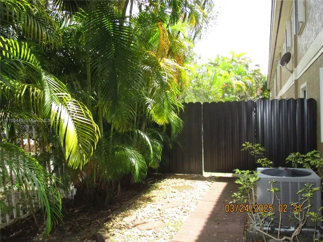 a view of a backyard with plants
