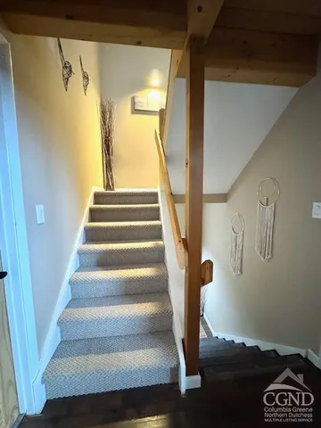 a view of a room with racks on the wall