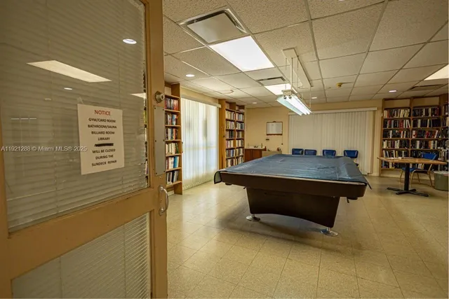 a lobby with gym equipment
