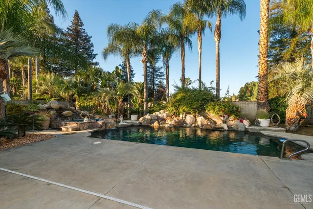 a row of palm trees and a park view