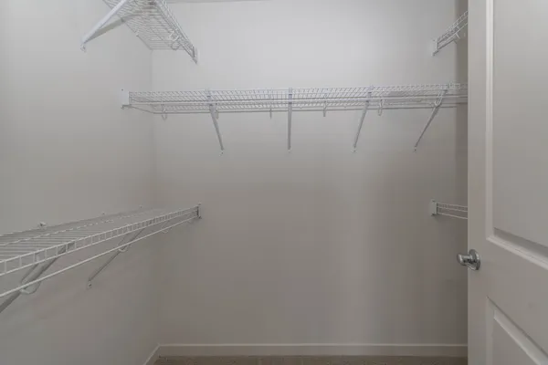 a view of small space with racks on the wall