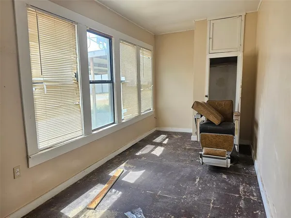 a living room with a large window