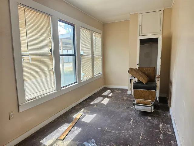 a living room with a large window