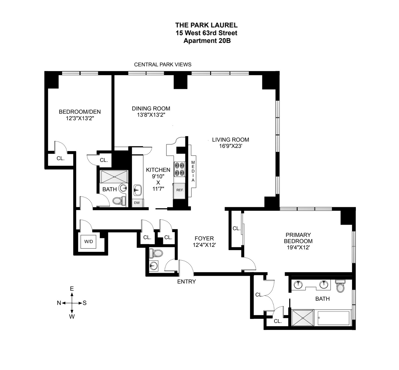 15 West 63rd Street, Unit 20B Manhattan, NY 10023 - Photo 14 of 14 a picture of a floor plan