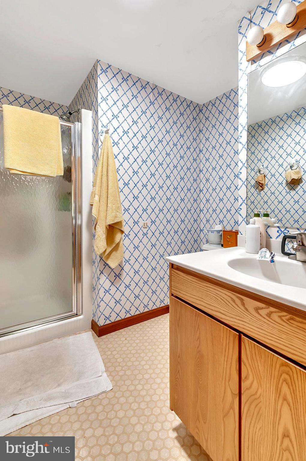 145 White Pine Road Chesterfield, NJ 08515 - Photo 29 of 48 a bathroom with a sink and a mirror