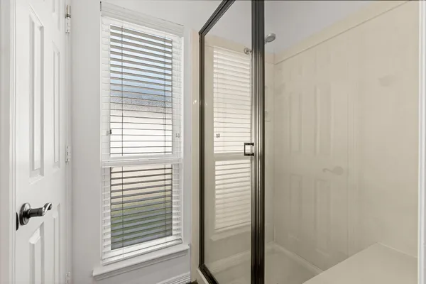 a view of a bathroom from a window