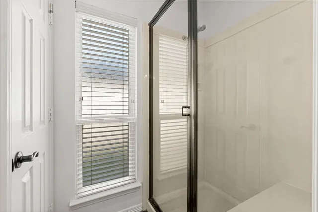 a view of a bathroom from a window