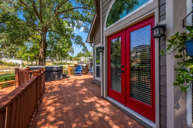 a balcony view with a seating space