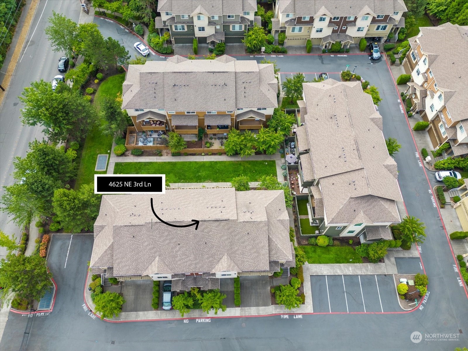 4625 Northeast 3rd Lane, Unit G3 Renton, WA 98059 - Photo 37 of 40 an aerial view of a house with a garden and large trees