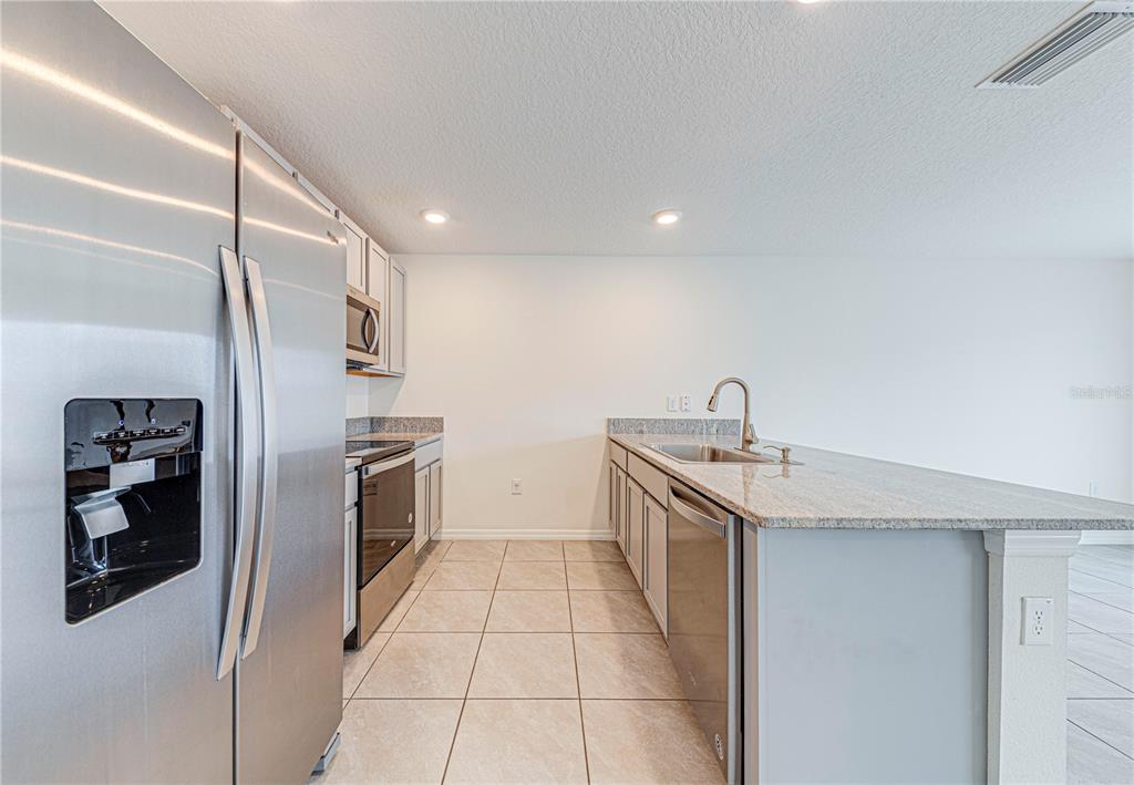 34026 Soaring Bamboo Path Wesley Chapel, FL 33543 - Photo 9 of 34 a kitchen with a sink stainless steel appliances and cabinets