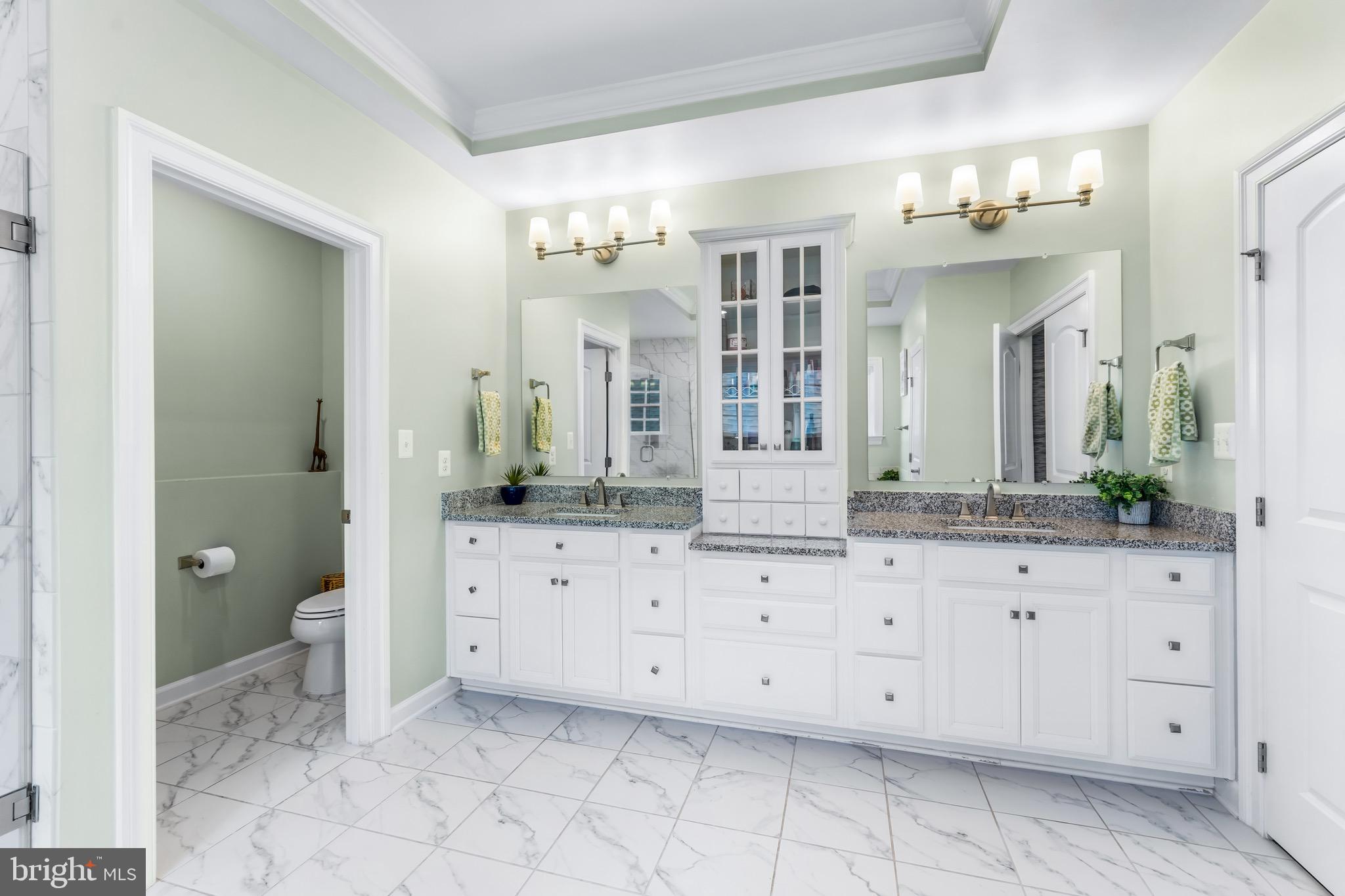 12201 Mayapple Trail Sykesville, MD 21784 - Photo 39 of 75 a bathroom with a granite countertop sink mirror and a toilet