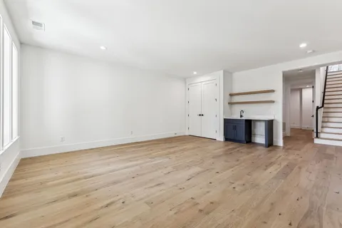 a front view of a building and a entrance