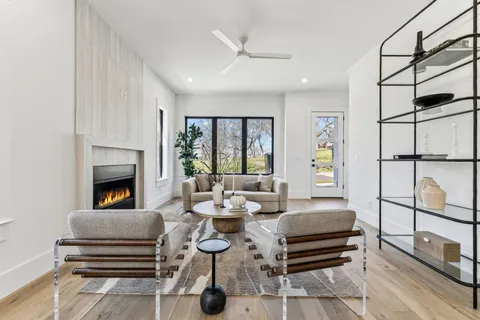 a living room with furniture or outdoor space with wooden floor