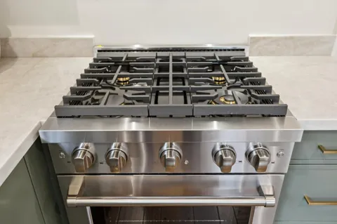 a close up of a stove
