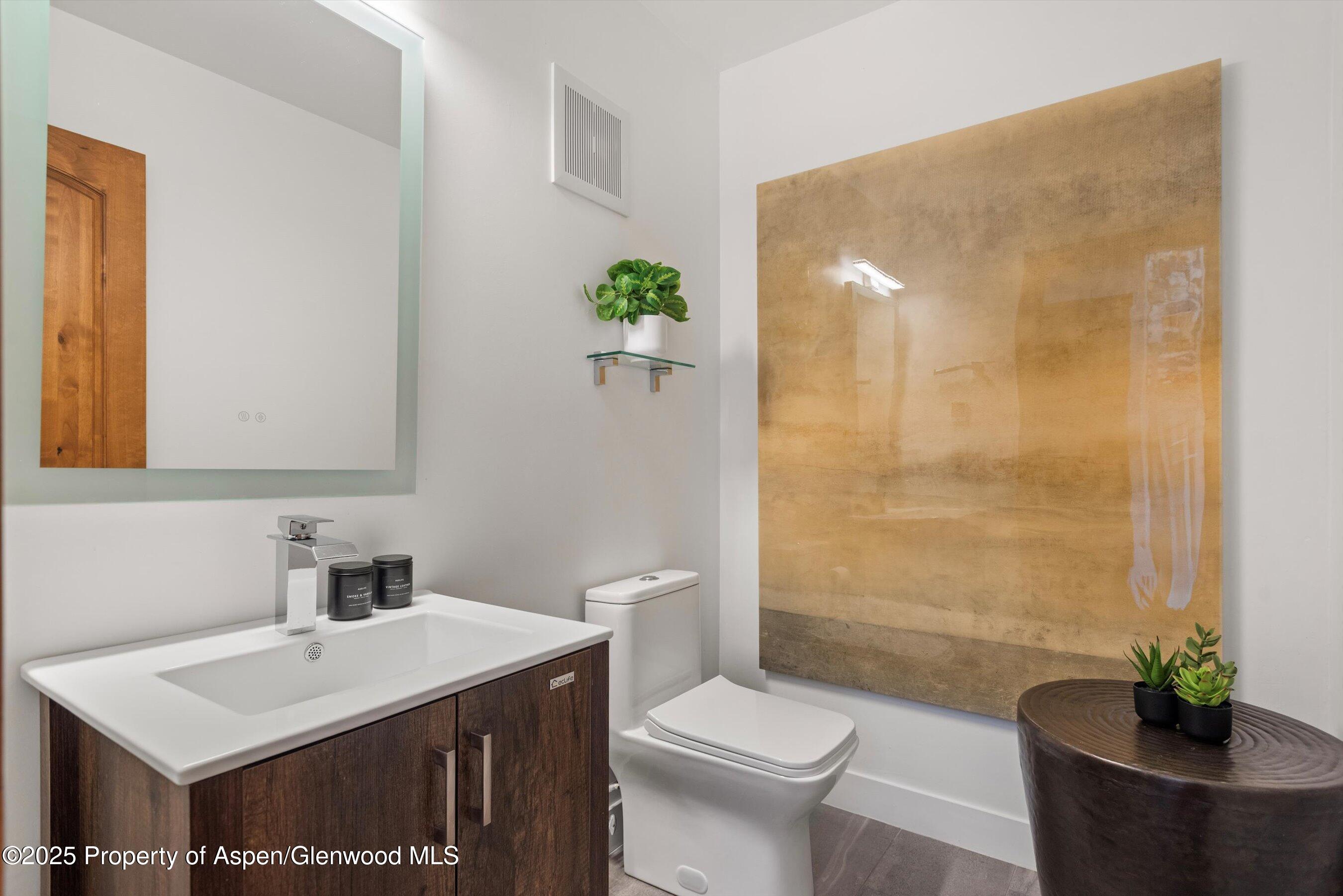 382 Meadow Ranch Road, Unit F4B Snowmass Village, CO 81615 - Photo 13 of 30 a bathroom with a sink a toilet and shower