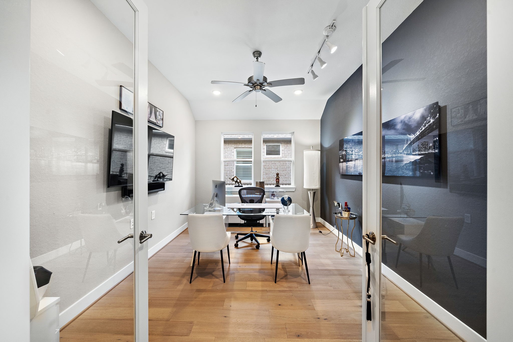 7551 Congress Trl Way Porter, TX 77365 - Photo 14 of 49 Refined den, framed by beautiful French doors.