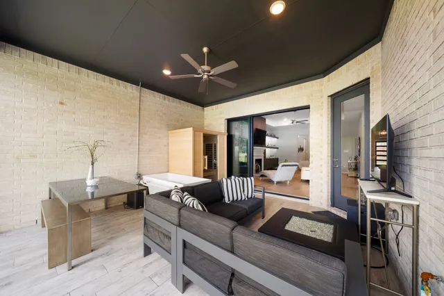 a aerial view of a house with a big yard