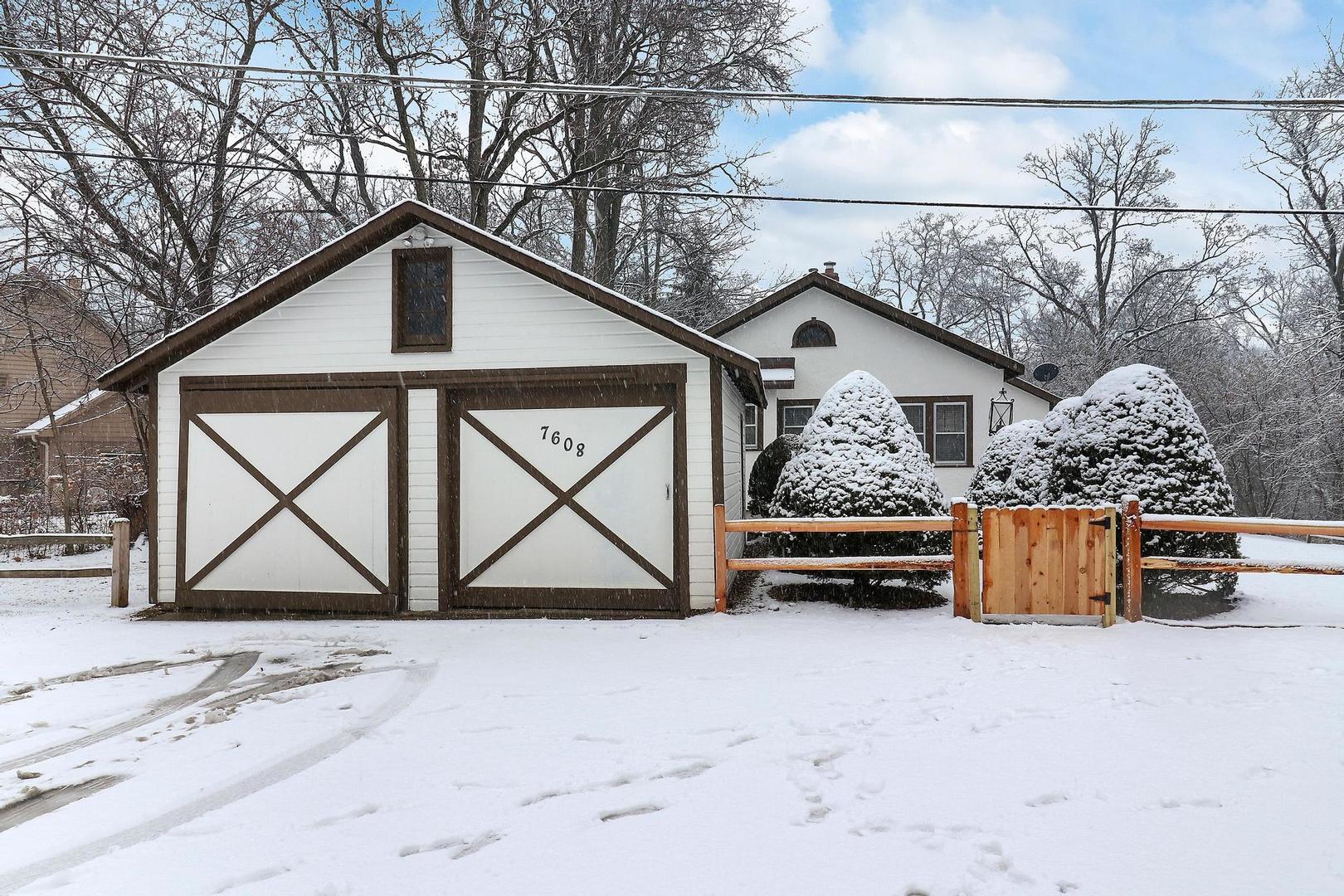 a view of outdoor space and garage