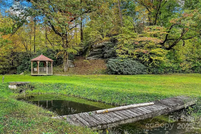 a view of a lake from a yard