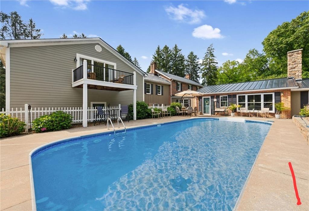 front view of a house with a patio