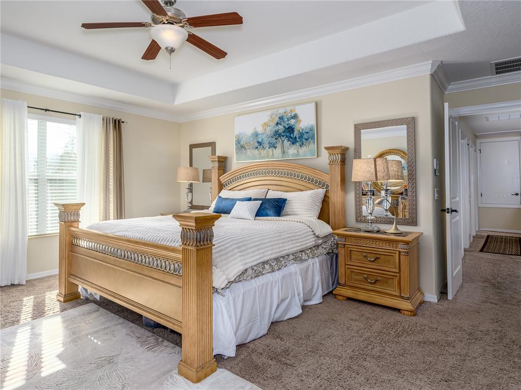 20213 Regal Fern Court Tampa, FL 33647 - Photo 20 of 65 a bedroom with a bed and a chandelier