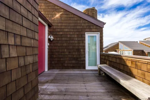 a view of wooden door