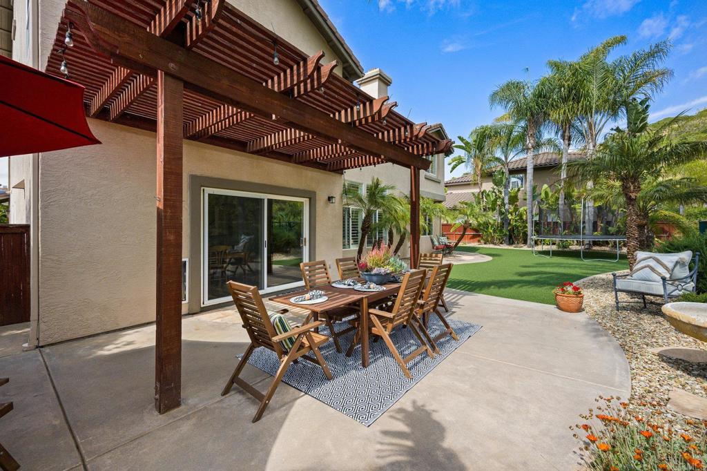2107 Sun Valley Road San Marcos, CA 92078 - Photo 32 of 41 a view of a patio with a table and chairs under an umbrella