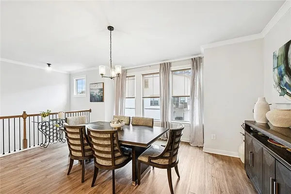 a view of a dining room and livingroom view