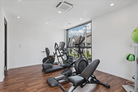 a view of a room with gym equipment
