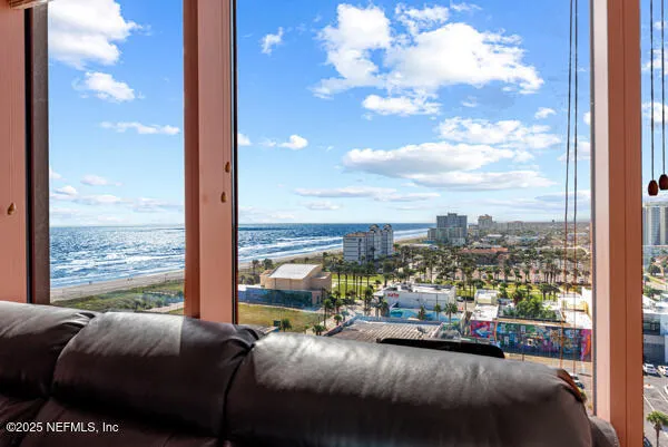 a view of a city from a balcony