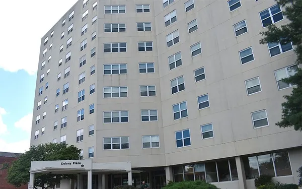 a front view of a building