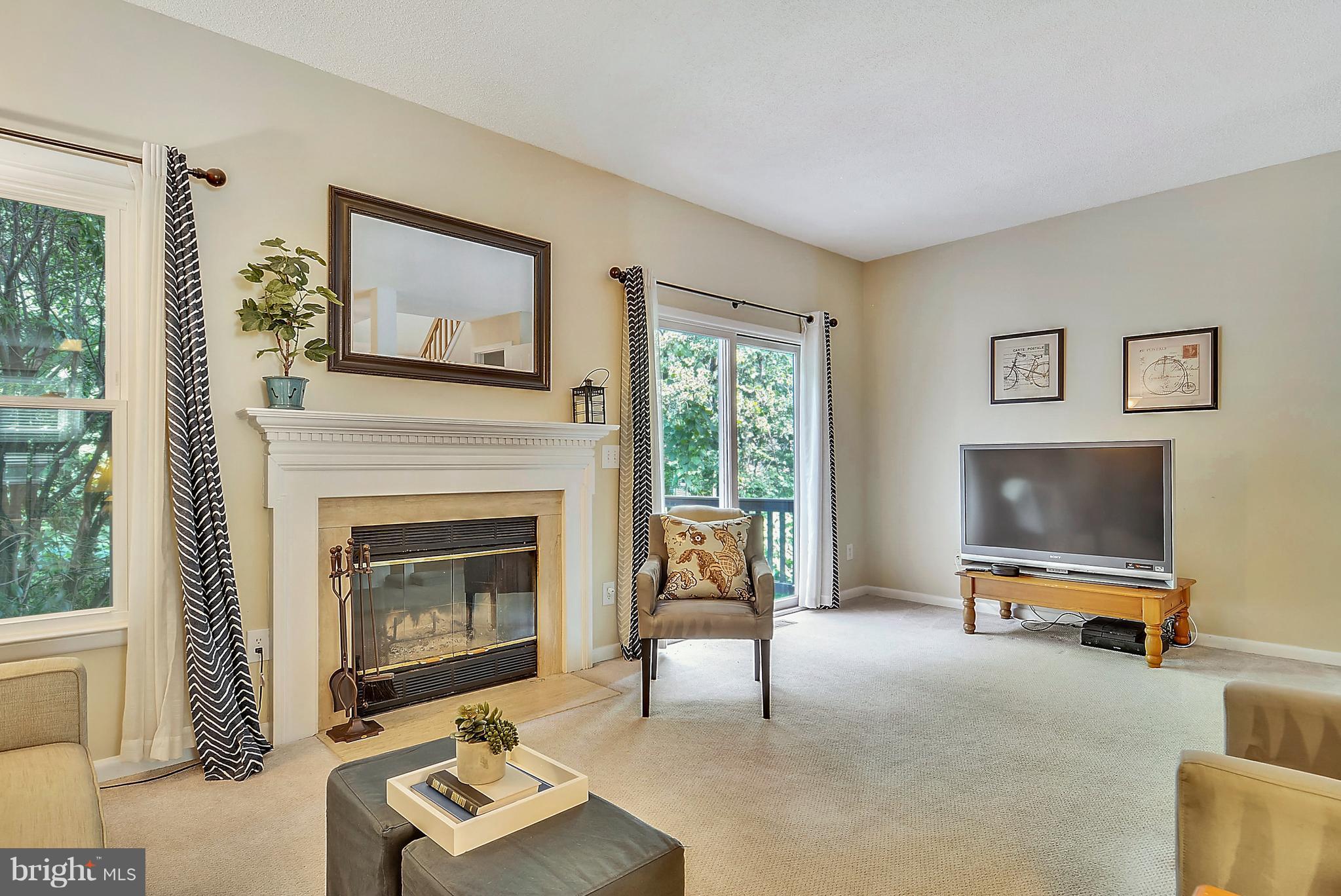 Living Room with Wood Burning Fireplace