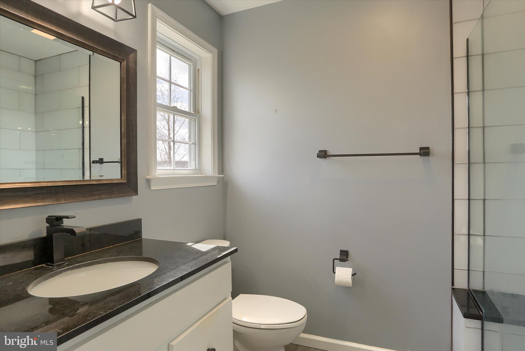 440 Whisler Road Etters, PA 17319 - Photo 27 of 33 a bathroom with a granite countertop sink toilet a mirror and shower