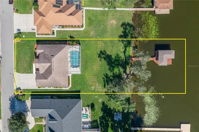 an aerial view of a house