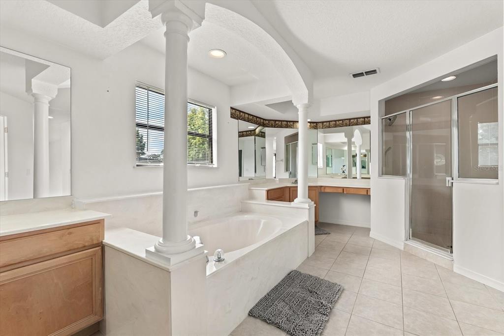 871 Blairmont Lane Lake Mary, FL 32746 - Photo 41 of 56 a bathroom with a tub a sink and a large mirror