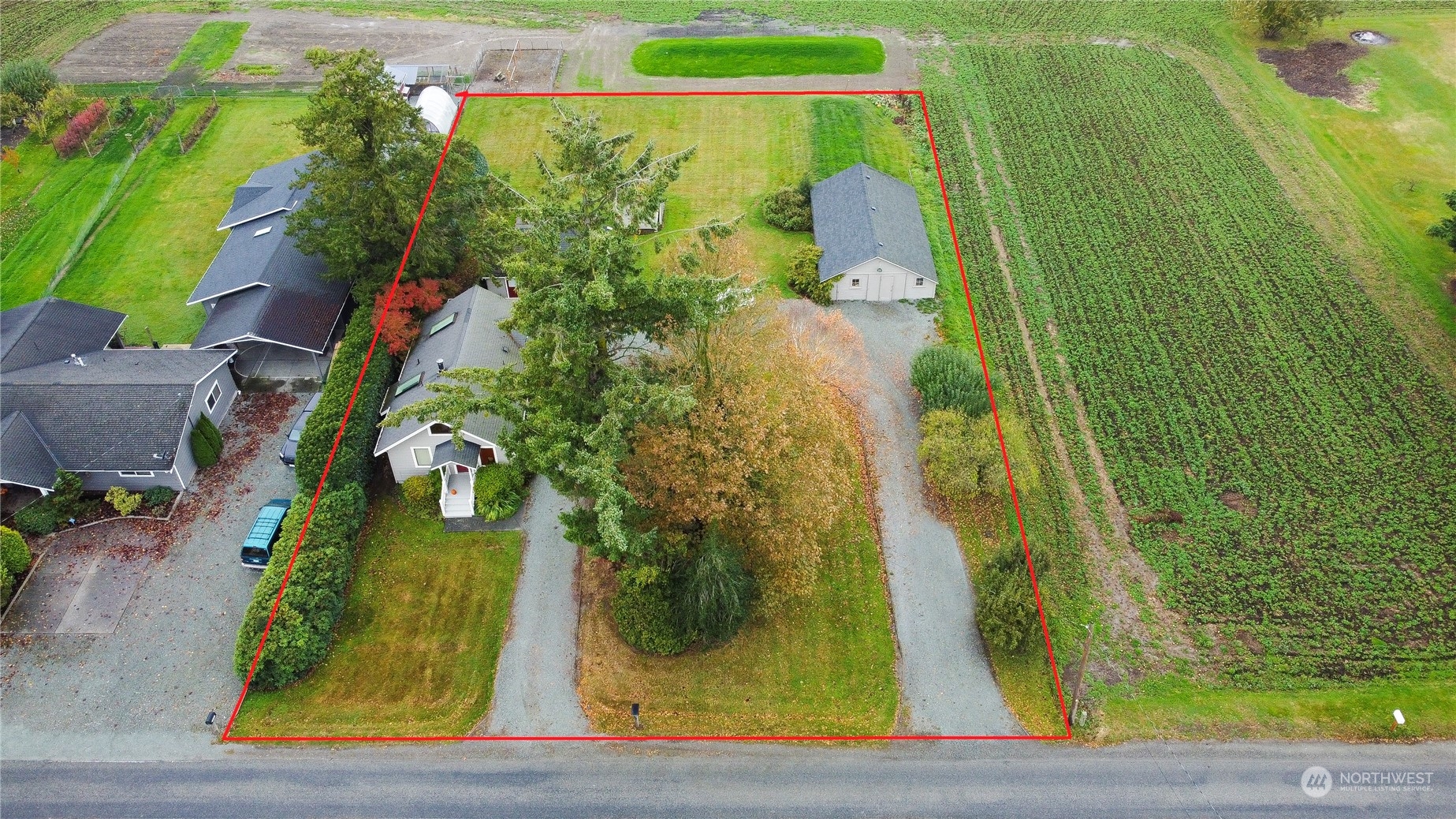 an aerial view of a residential houses