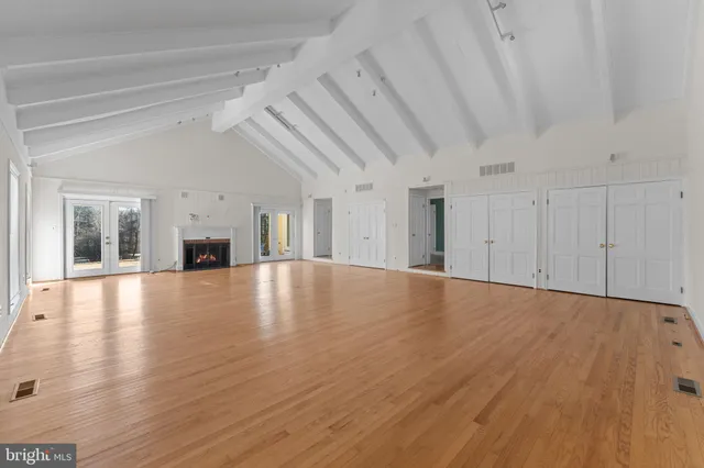 a view of a room with racks on the wall