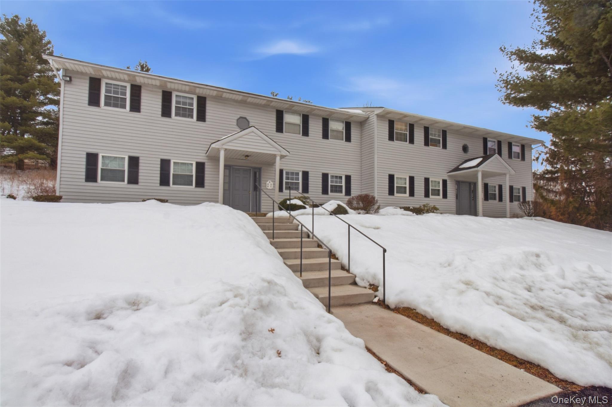 8 Ivy Court, Unit B Fishkill, NY 12524 - Photo 2 of 21 a view of a white house with a yard covered in snow