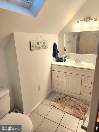 a bathroom with a sink a toilet and mirror