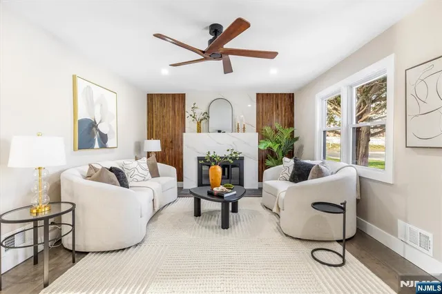 a living room with furniture