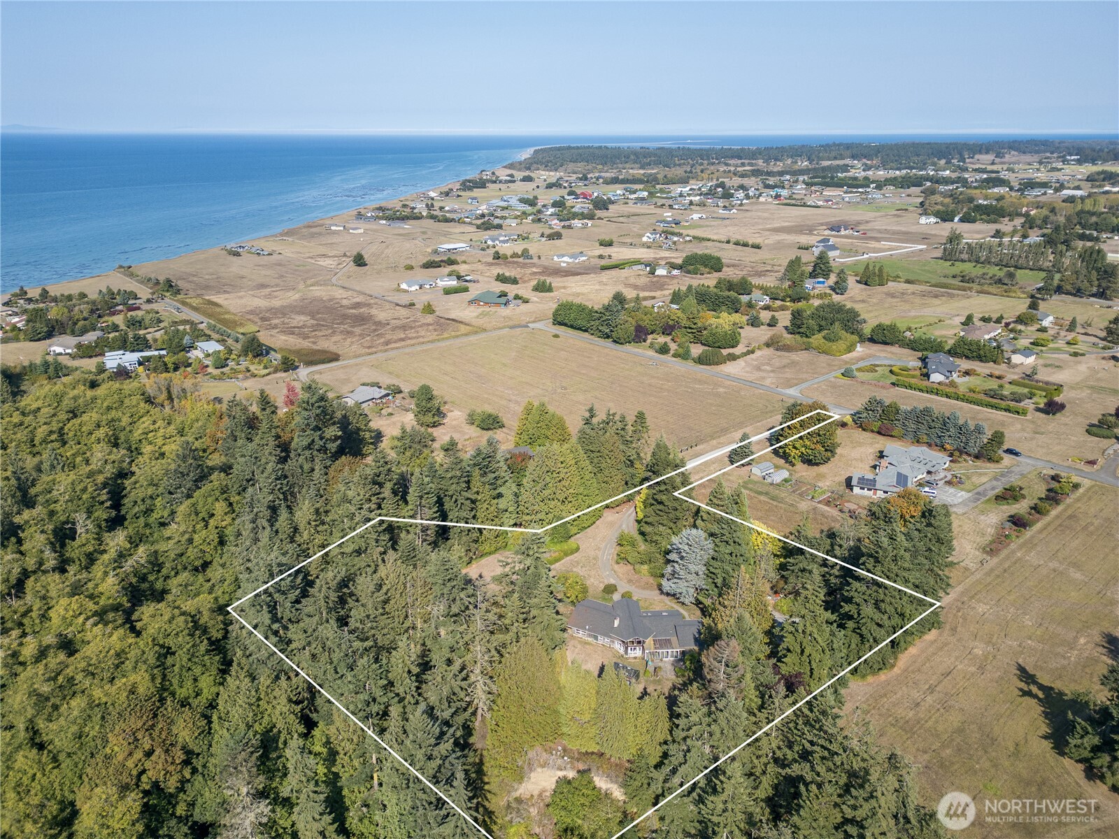 1175 Cameron Road Sequim, WA 98382 - Photo 6 of 39 an aerial view of ocean beach and residential houses with outdoor space