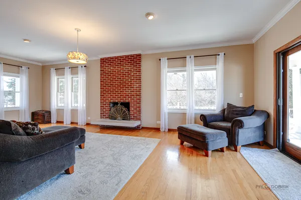 a living room with furniture windows and a fireplace
