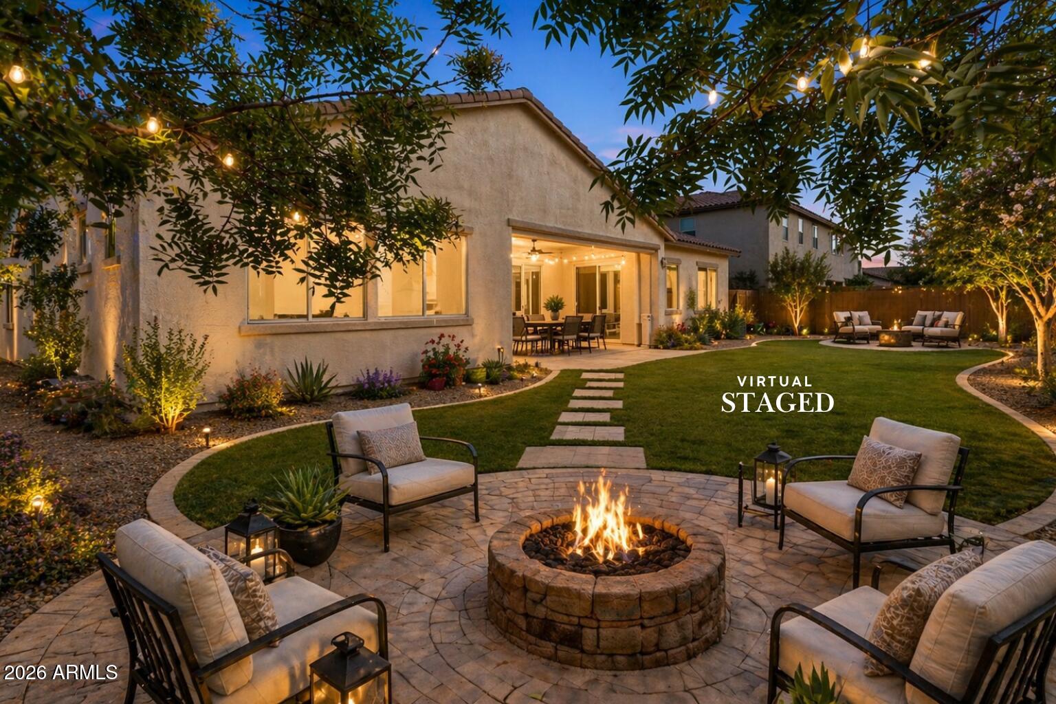 2827 East Muirfield Street Gilbert, AZ 85298 - Photo 41 of 55 backyard with firepit