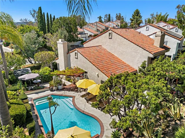 an aerial view of a house