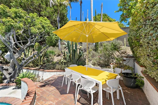 a view of a swimming pool with a patio