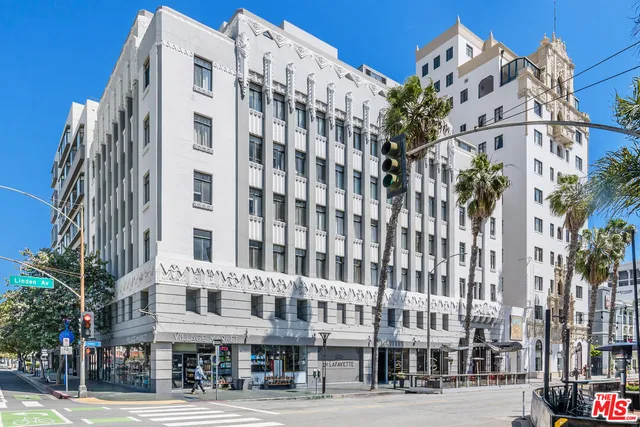 a view of a building with a street