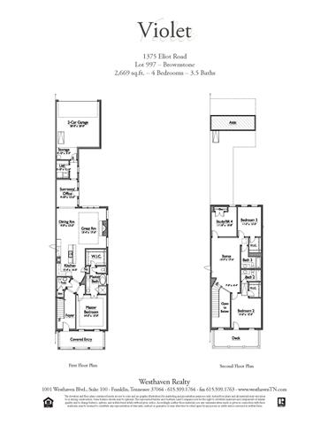 1375 Eliot Road, Unit 997 Franklin, TN 37064 - Photo 17 of 17 Violet Brownstone lot 997 Floor Plan