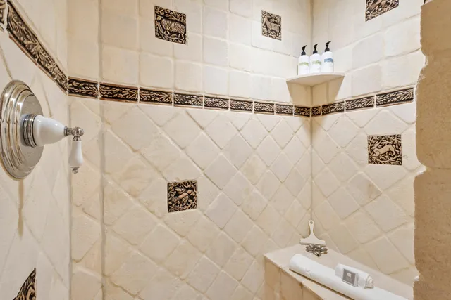 a bathroom with a shower