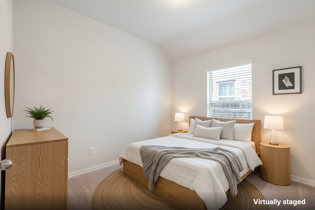 1117 Terrace View Georgetown, TX 78628 - Photo 6 of 25 A well-lit bedroom featuring soft carpeting and a window with natural light filtering through the blinds.