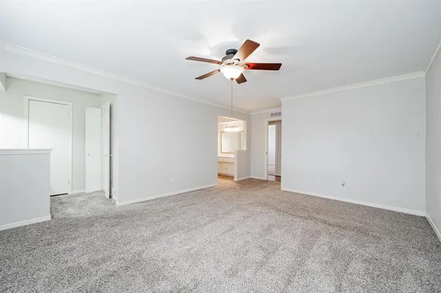 a view of a big room with carpet